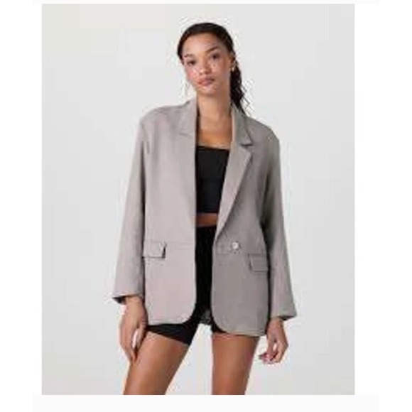 Vuori Jackets & Blazers - Vuori Trestles Twill Blazer Linen Blend Pebble Gray Quiet Luxury L